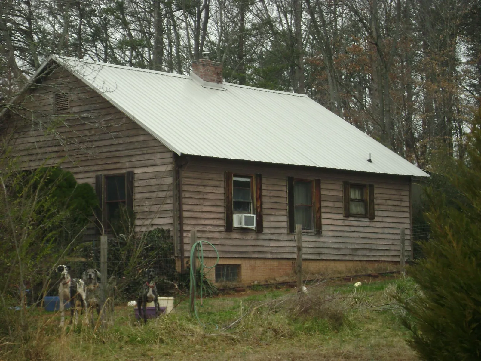 White metal roof on an old wood sided farmhouse, from a Asphalt Shingle Roof Repair job in Transfer